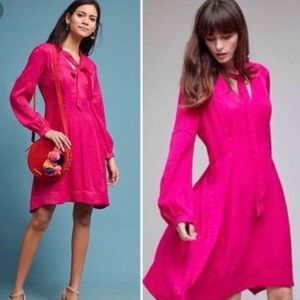 Anthropologie hot pink dress